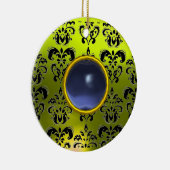 CLASSY BLACK YELLOW DAMASK GEM STONE KERAMISCH ORNAMENT (Rechts)