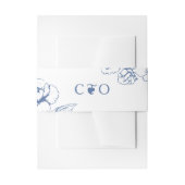 Classy  Blauw Bloementuin Bruiloft Initialen Uitnodigingen Wikkel (Voorkant Voorbeeld)