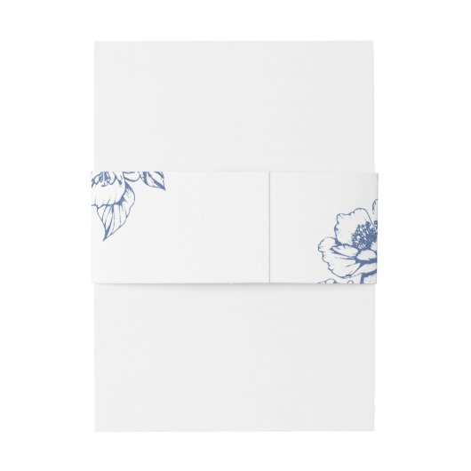 Classy  Blauw Bloementuin Bruiloft Initialen Uitnodigingen Wikkel (Achterkant Voorbeeld)