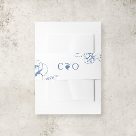 Classy Blauw Bloementuin Bruiloft Initialen Uitnodigingen Wikkel