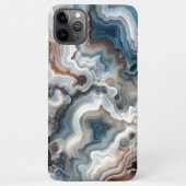 Classy Blauw Bruin Grijs Wit Kwarts Agaat Patroon iPhone Hoesje (Achterkant)
