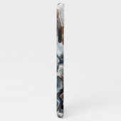 Classy Blauw Bruin Grijs Wit Kwarts Agaat Patroon iPhone Hoesje (Rechterkant)