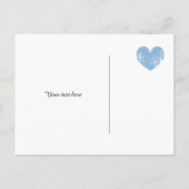 Classy blauw en wit hart Save the date briefkaart (Achterkant)
