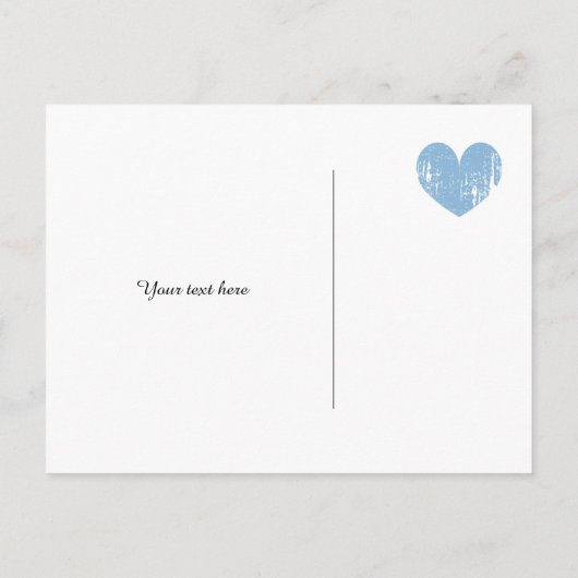 Classy blauw en wit hart Save the date briefkaart (Achterkant)