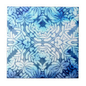 Classy Blauw Wit Blad Motieven en Bloemen Elemente Tegeltje (Voorkant)