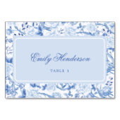 Classy Blauw Wit Chinoiserie Zittafel Nummer Kaart (Voorkant)
