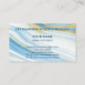 Classy Blauw Wit Goud Marmer Agaat Art Patroon Visitekaartje (Achterkant)