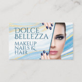 Classy Blauw Wit Goud Marmer Agaat Art Patroon Visitekaartje (Voorkant)