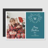 Classy blauw & witte kam foto magnetische kaart (Voorkant / Achterkant)