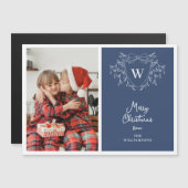 Classy blauw & witte kam foto magnetische kaart (Voorkant / Achterkant)