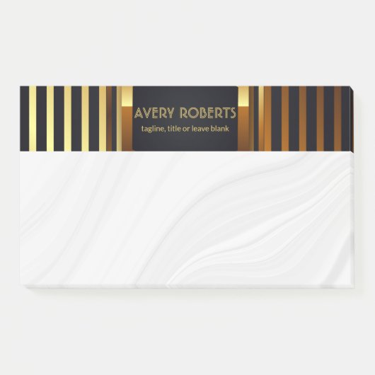 Classy blauw zwart goud Elegant luxe geometrisch Post-it® Notes (Voorkant)