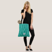 Classy Blauwgroen Blue Damask Pattern Monogram Can Tote Bag (Op model)