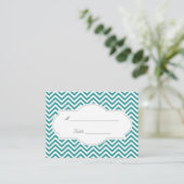 Classy Blauwgroen Chevron Stripes Wedding Place Ca Plaatskaartje (Staand voorkant)