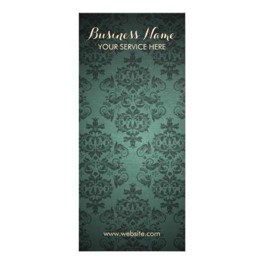 Classy Blauwgroen Damask-background-rackKaarten Reclamekaart (Voorkant)