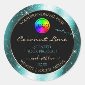 Classy Blauwgroen Glitter Lijst Product Label met  (Voorkant)