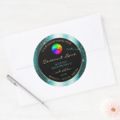 Classy Blauwgroen Glitter Lijst Product Label met (Envelop)