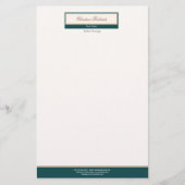 Classy Blauwgroen Ivoor Briefpapier (Voorkant)