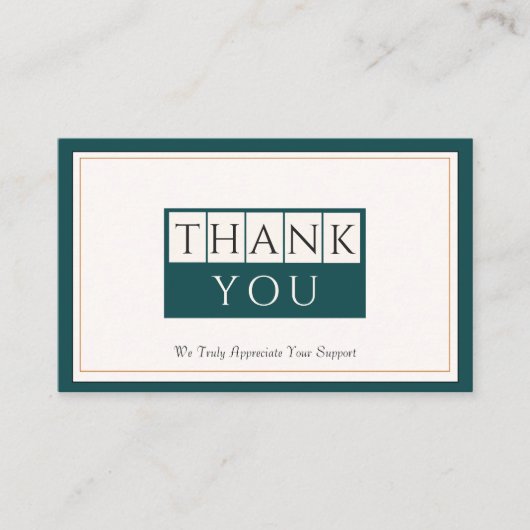 Classy Blauwgroen Ivoor Dank u Visitekaartje (Voorkant)