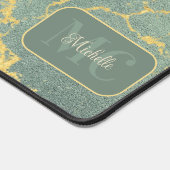 Classy Blauwgroen marmeren look met naam & initial Bureaumat (Hoek)