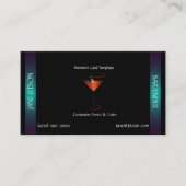Classy Blauwgroen Metallic Martini Bartender Sjabl Visitekaartje (Voorkant)