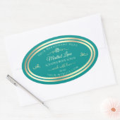 Classy Blauwgroen Product Label Goud Lijst Roos (Envelop)