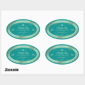 Classy Blauwgroen Product Label Goud Lijst Roos (Vel)