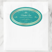 Classy Blauwgroen Product Label Goud Lijst Roos (Tas)