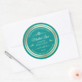Classy Blauwgroen Product Label Goud Lijst Roos (Envelop)