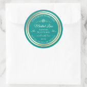 Classy Blauwgroen Product Label Goud Lijst Roos (Tas)