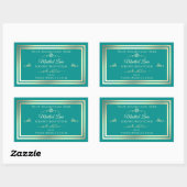 Classy Blauwgroen Product Label Goud Lijst  Roos (Vel)