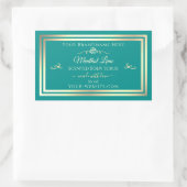 Classy Blauwgroen Product Label Goud Lijst  Roos (Tas)