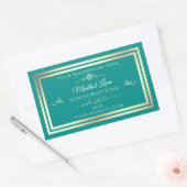 Classy Blauwgroen Product Label Goud Lijst  Roos (Envelop)