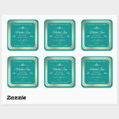 Classy Blauwgroen Product Label Goud Lijst  Roos (Vel)