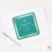 Classy Blauwgroen Product Label Goud Lijst  Roos (Envelop)