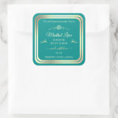 Classy Blauwgroen Product Label Goud Lijst  Roos (Tas)