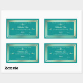 Classy Blauwgroen Product Label met Goud Lijst en (Vel)