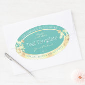 Classy Blauwgroen productverpakkingslabels Gold Fl Ovale Sticker (Envelop)