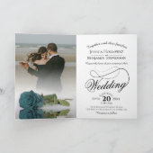Classy Blauwgroen Roos Elegant Romantic Photo Wedd (Binnen)