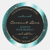 Classy Blauwgroen Sparkle Glitter Lijst Productlab Ronde Sticker (Voorkant)