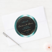 Classy Blauwgroen Sparkle Glitter Lijst Productlab Ronde Sticker (Envelop)
