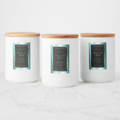 Classy Blauwgroen Sparkle Glitter Lijst Productlab Voedselcontainer Etiket (Flessen)