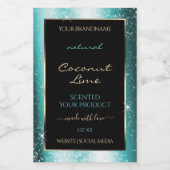 Classy Blauwgroen Sparkle Glitter Lijst Productlab Voedselcontainer Etiket (Enkel label)