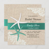 Classy Blauwgroen Starfish Lace & Burlap Vrijgezel Kaart (Voorkant / Achterkant)