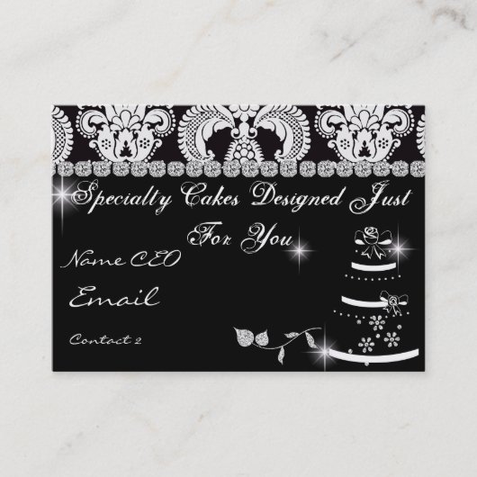 Classy Bling BAKERY Visitekaartje Damasontwerp (Voorkant)