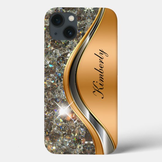 Classy Bling Monogram Glitzy Case-Mate iPhone Case (Achterkant)