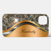 Classy Bling Monogram Glitzy Case-Mate iPhone Case (Achterkant (horizontaal))