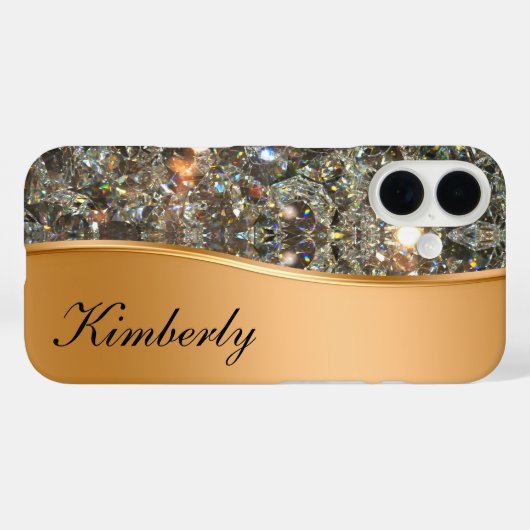 Classy Bling Monogram iPhone 16 Hoesjes (Achterkant (horizontaal))