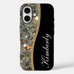 Classy Bling Monogram Style iPhone 16 Hoesje