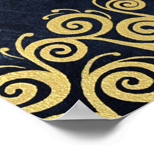 Classy bloeiende marine blauw en goud winter bruil poster (Hoek)