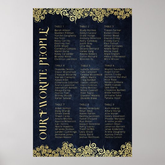 Classy bloeiende marine blauw en goud winter bruil poster (Voorkant)